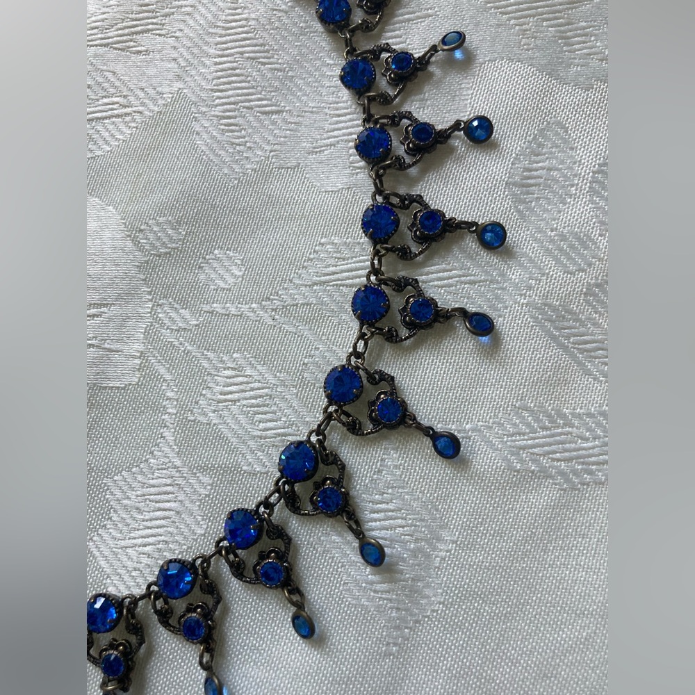 KENNY MA San Francisco Blue Sapphire Crystal Collar Necklace - Picture 7 of 11